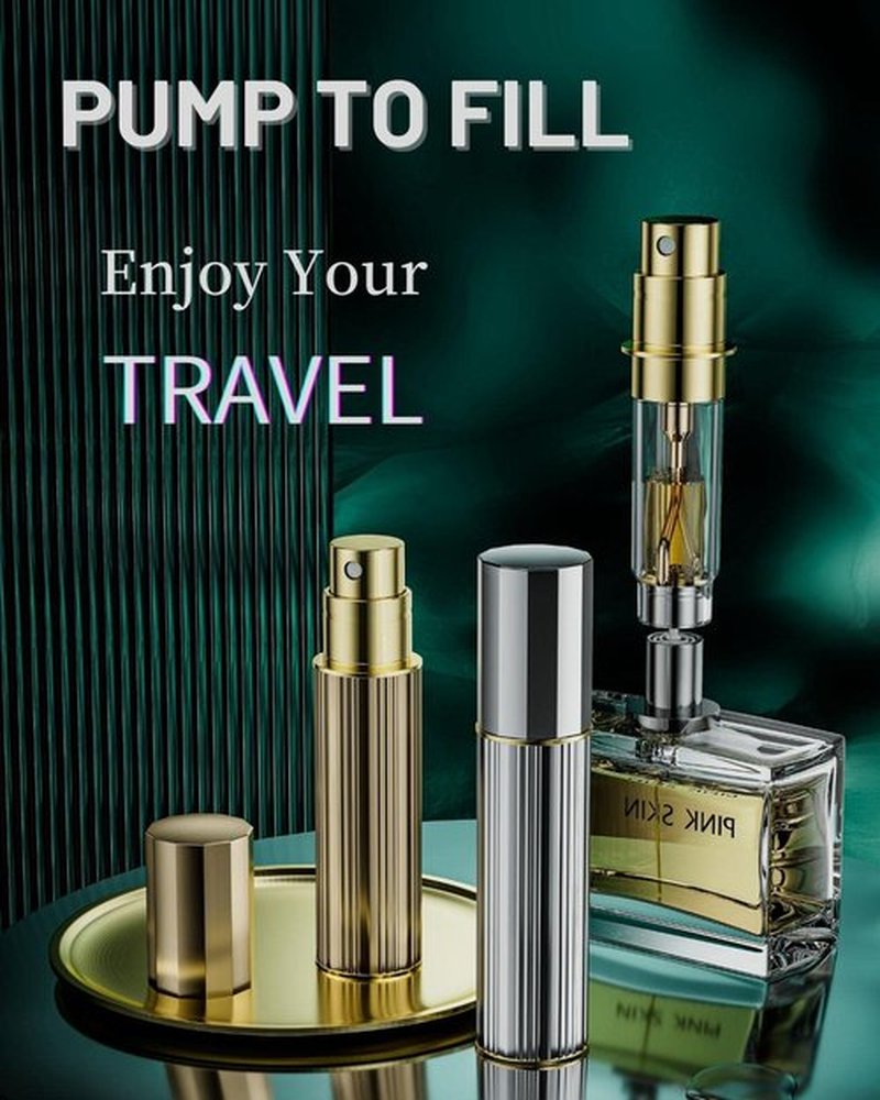 BRARIOS Travel Perfume Atomizer Refillable,Empty Portable Cologne Dispenser,Mini Aftershave Sprayer for Men and Women (Gold/10ml)