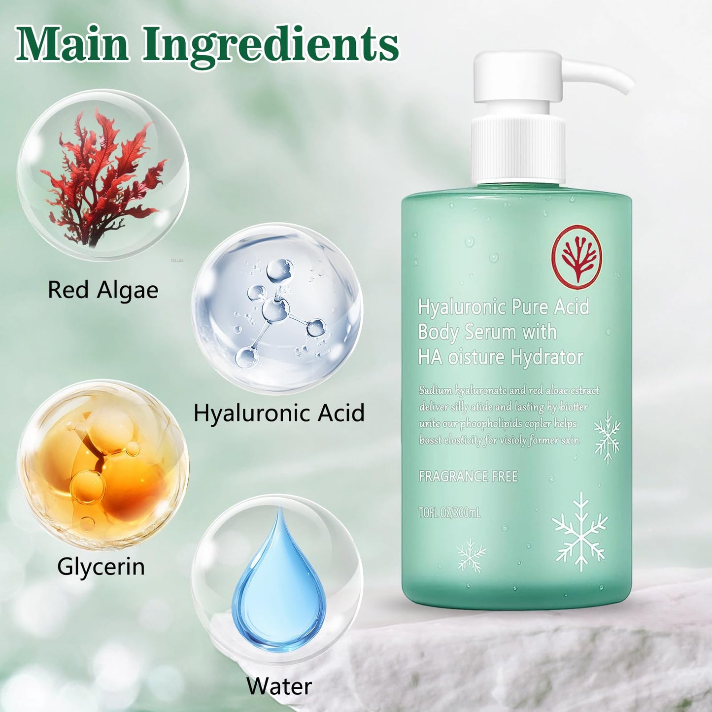 Ha Hyaluronic Acid Body Serum,Body Hydrator Hyaluronic Acid Body Serum,Acido Hialuronico Bodys Serums,Lightweight Fast-Absorbing Body Care For Deep Hydration & Silky(300ML)