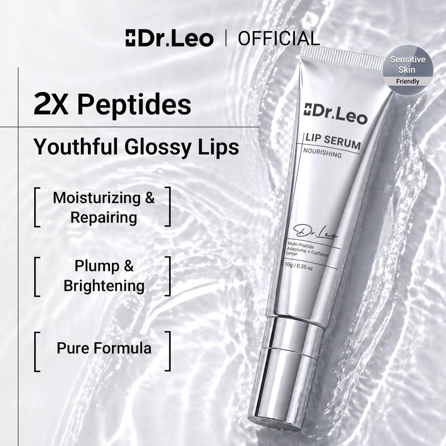 Dr.Leo Multi-Peptide Lip Serum Moisturizing Balm with Natural Oils, 0.35oz