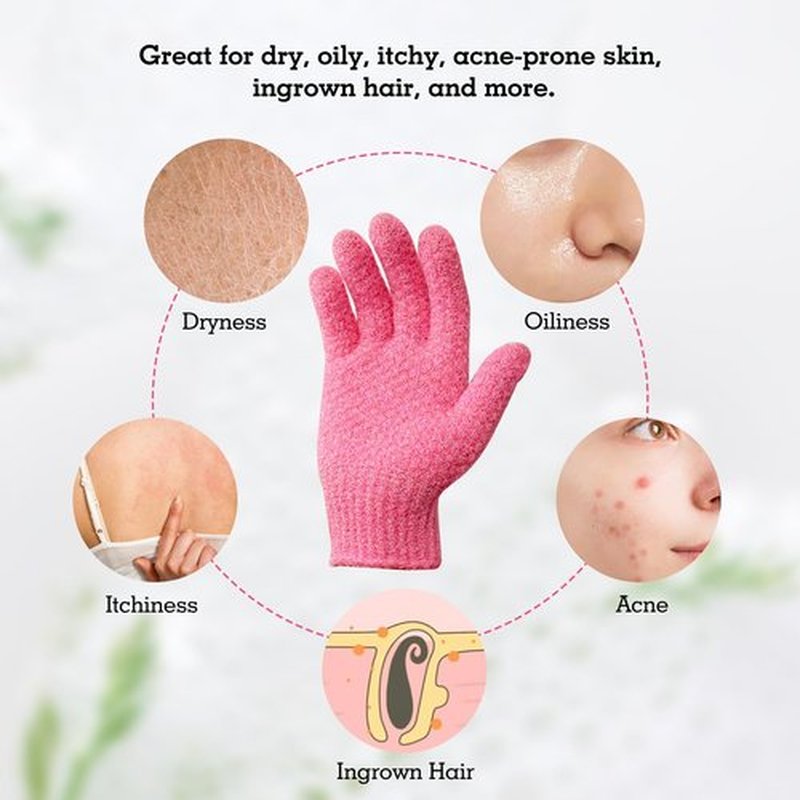 Evridwear Exfoliating Gloves for Shower, 100% Nylon Thick Soft Medium Heavy Bathing Gloves Dead Skin Remover Body Scrubber Smooth Skin with Hang Loop, 2 Pairs Heavy Hot Pink