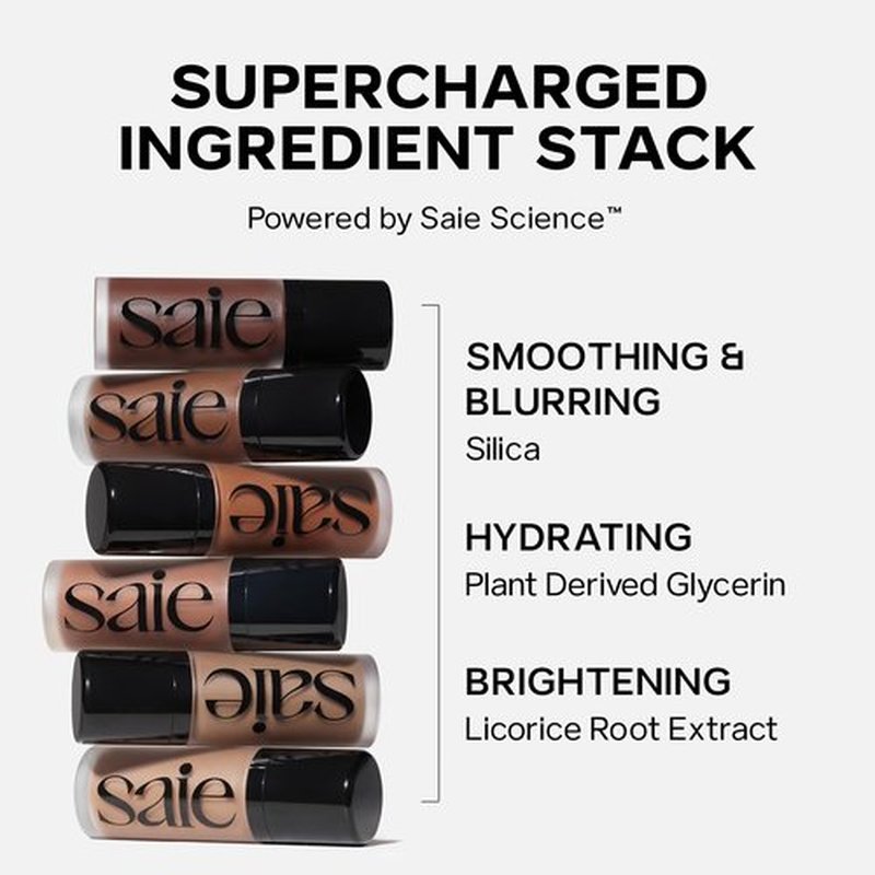 Saie Dew Bronze - Soft-Focus Liquid Bronzer + Liquid Contour - Enriched with Plant-Derived Glycerin to Effortlessly Blend + Deeply Nourish Skin - Travel Size Holiday Gifts - Swim (0.4 oz)