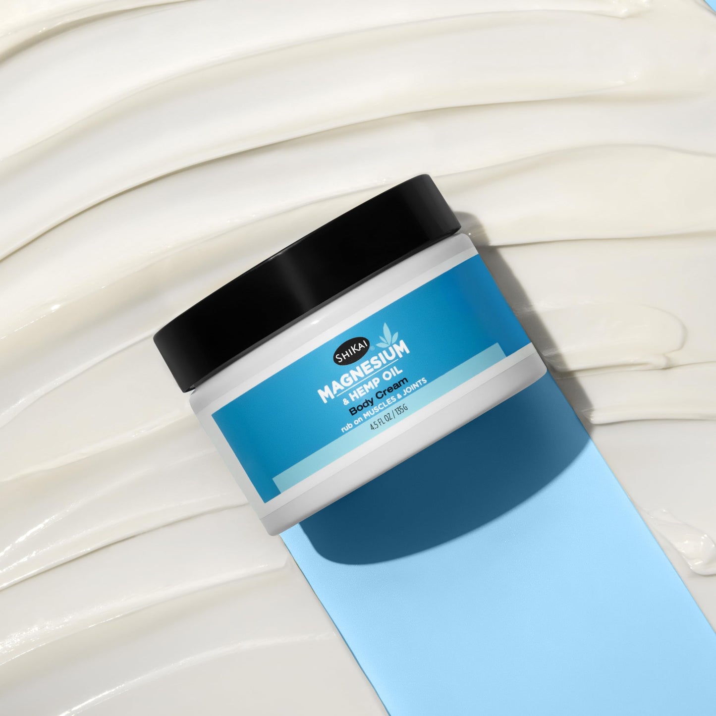 ShiKai Magnesium Body Cream (4.5 oz) | Fragrance Free Moisturizer with Zechstein Magnesium | Hydrating Lotion with Shea Butter & Botanical Oils | Helps Lock In Moisture for Softer Skin
