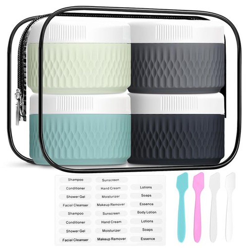 Travel Containers for Toiletries, Silicone Cream Jars BPA Free, TSA Approved 1.3oz Travel Size Containers, Leak-proof Travel Essentials with Lid for Cosmetic Face Hand Body Cream