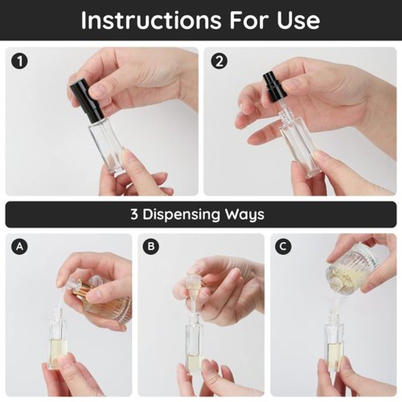 Segbeauty Mini Perfume Spray Bottles, 5 Set of 10ML Clear Glass Travel Perfume Atomizer Refillable, Empty Tiny Sprayer Fragrance Scent Sample Spray Containers Cosmetics Essential Oil Dispensing Bottle