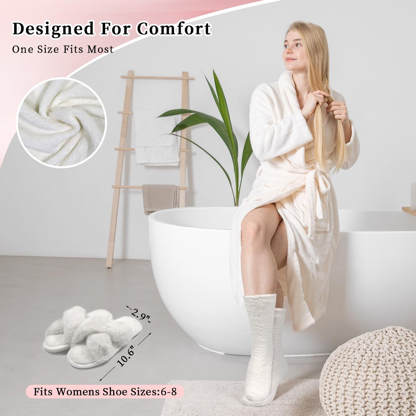 my novel things Birthday Gifts for Women, Bathrobe Set, Spa Robe and Slippers set with Scented Candle Self Care 7 Pack for Christmas Thanksgiven Valentine's Day Gift Unique for Her Mother Mom Girl