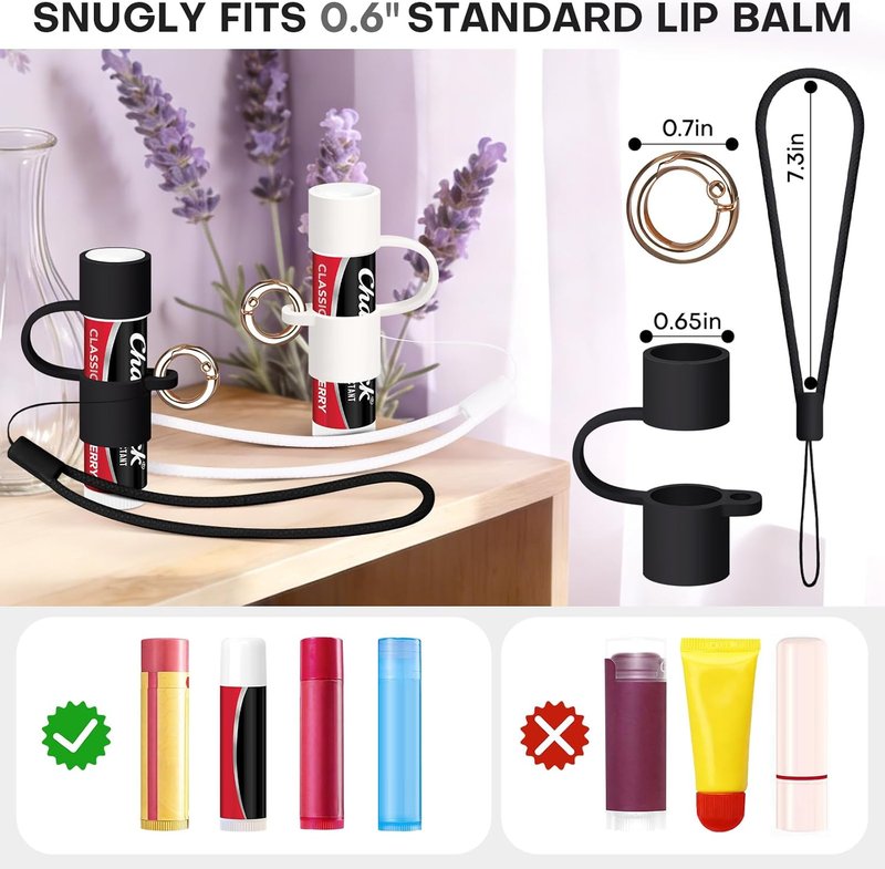 Chapstick Keychain Holder - 2 Pack Lip Balm Holders with Secure Metal Keyring | Perfect Gift for Women & Backpack Accessory