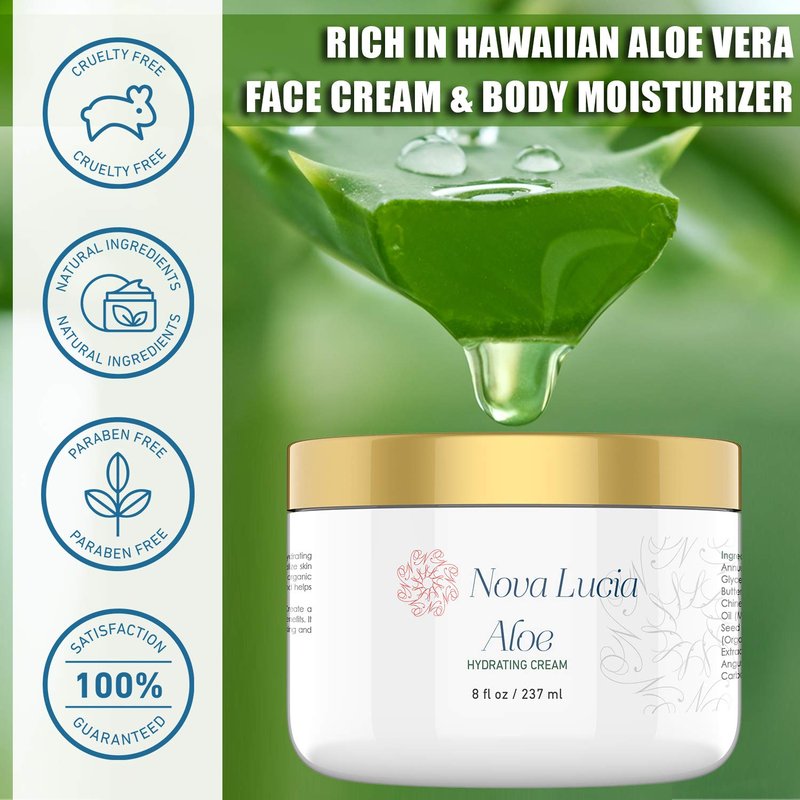 Aloe Vera Cream - Soothing Moisturizer for Dry & Sensitive Skin | Hydrating, Non-Greasy Face & Body Cream
