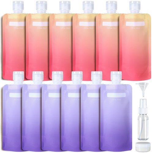 PACKISM Travel Containers for Toiletries - 15 Pack Leak Proof 3oz TSA Approved Travel Pouches, Stand Up, Slim & Lightweight Design, Space Saving, Pack More Shampoo Conditioner Lotion Body Wash