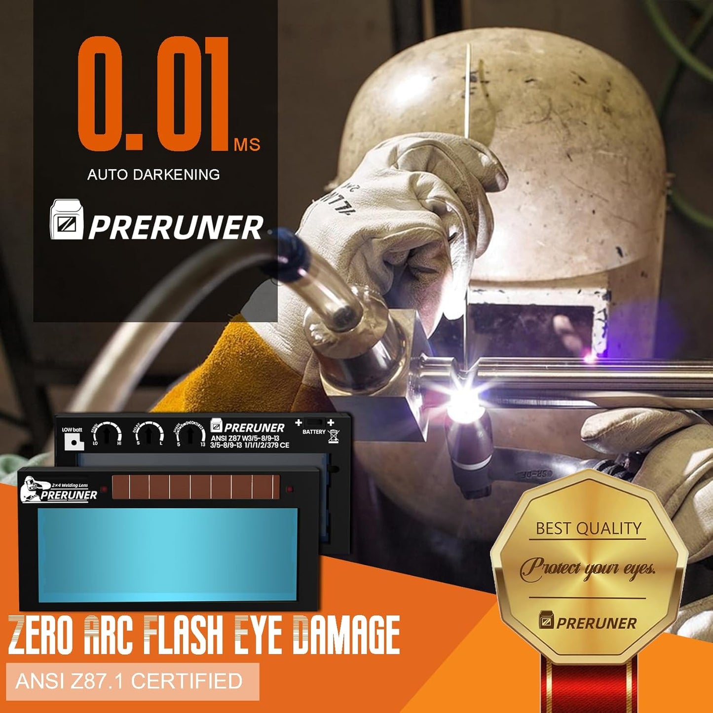 Auto Darkening Welding Lens - Flex Series HD Shade 5-13 | Adjustable 2" x 4 1/4" with Sensitivity & Delay Control