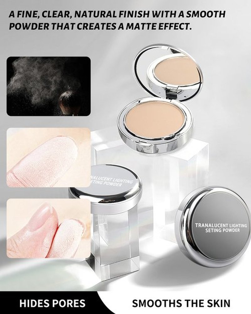 Pressed Mineral Powder Foundation, 4-in-1 Matte Setting Powder with Concealer&Finishing Powder Makeup SPF 35 Color Correcting Medium to Full Coverage Foundation, Waterproof Long Lasting, Natural
