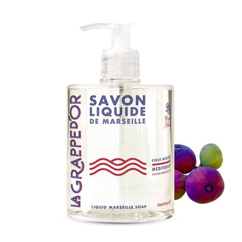 La Grappe d'Or Mediterranean Fig Marseille Hand Soap with Essential Oils | Handmade in France from Moisturizing Organic Olive & Coconut Oil | Natural, Cruelty-Free & Vegan, 16.90 oz Liquid