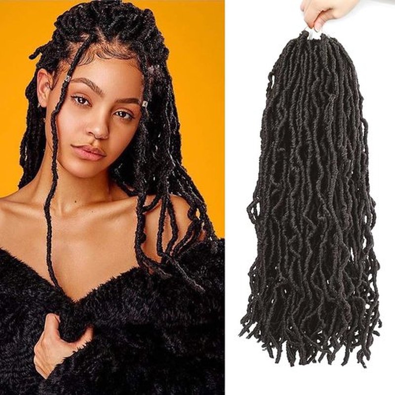 Faux Locs Crochet Hair 18 Inch 6 Packs Soft Locs Crochet Hair for Black Women New Crochet Braids Locs for Butterfly Locs Pre Looped Curly Wavy Braiding Hair Extensions (4#, 18 Inch)