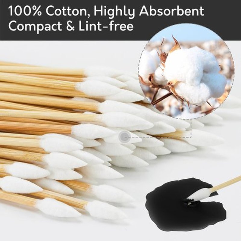 1000PCS 6 Inch Long Cotton Swabs - Highly Absorbent Cotton Swabs with Wooden Sticks - Lint Free Cotton on Smooth Bamboo Handle, Works Great for Makeup, Gun Cleaning, Pet Care