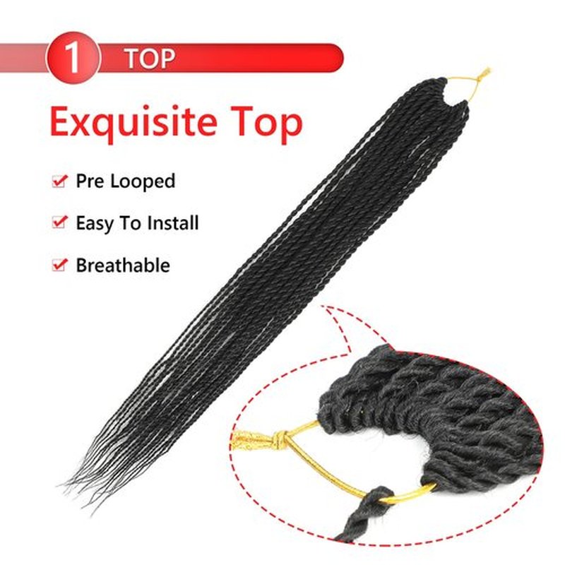 Senegalese Twist Crochet Hair for Black Women 18 Inch Pretwisted Crochet Hair 7 Packs Boho Goddess Twist Crochet Hair Pre Looped Hot Water Setting Crochet Twists with Natural Straight Ends