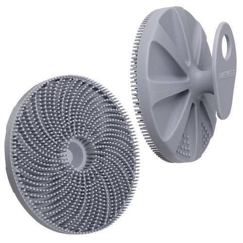 INNERNEED Food-Grade Silicone Body Scrubber Exfoliating & Massaging Shower Brush, More Hygienic Bathing Tool, for All Skin Types, Lathers Well, Longer Service Life (Gray)