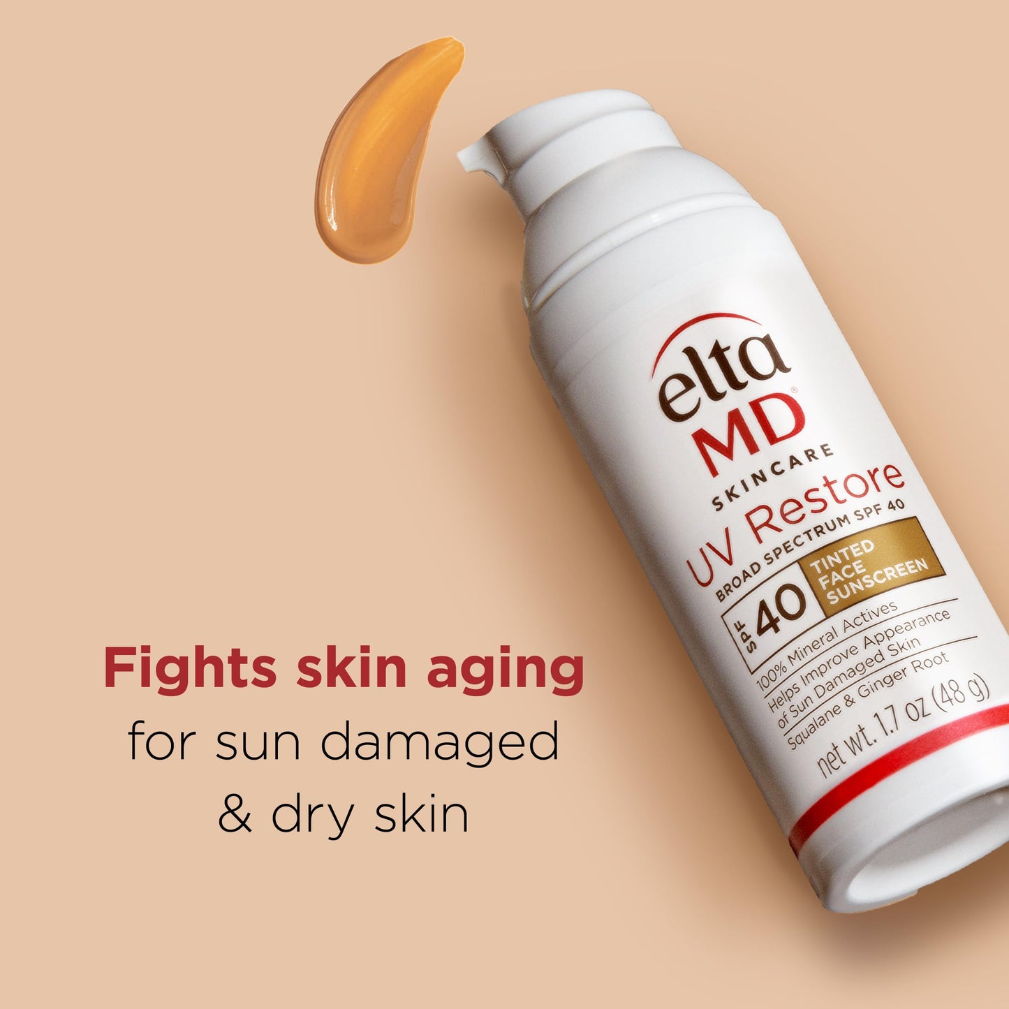 EltaMD UV Restore Tinted Sunscreen for Face SPF 40,Tinted Mineral Sunscreen for Sun Damaged Skin Repair Face,Anti Aging Zinc Oxide Moisturizer Formula,1.7 oz,(Pack of 2)