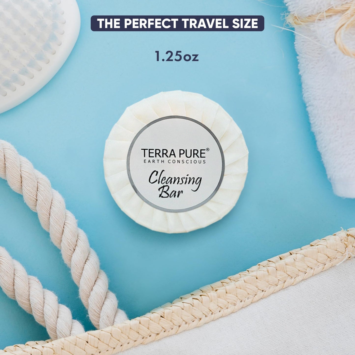 Travel Size Hotel Bar Soap 100 Count 1.25 oz Bars Guest Amenities for Hotels Vacation Rentals and Short Term Rentals Paraben Free White Tea & Coconut Scent Infused with Aloe & Olive Oil by Terra Pure