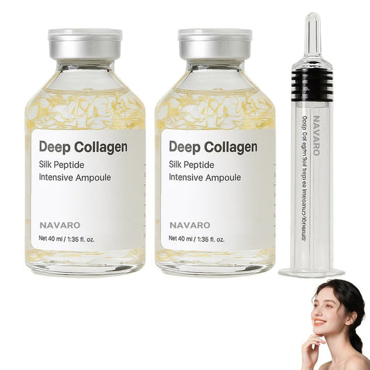 NaVaro Peptide Deep Collagen Lifting Ampoule, Advanced Silk Peptide Intensive Lifting Ampoule,Navaro Collagen Lifting Ampoule for Face Tightening,Wrinkle Reduction & Glass Skin,Glowing Skin (2 Bottle)