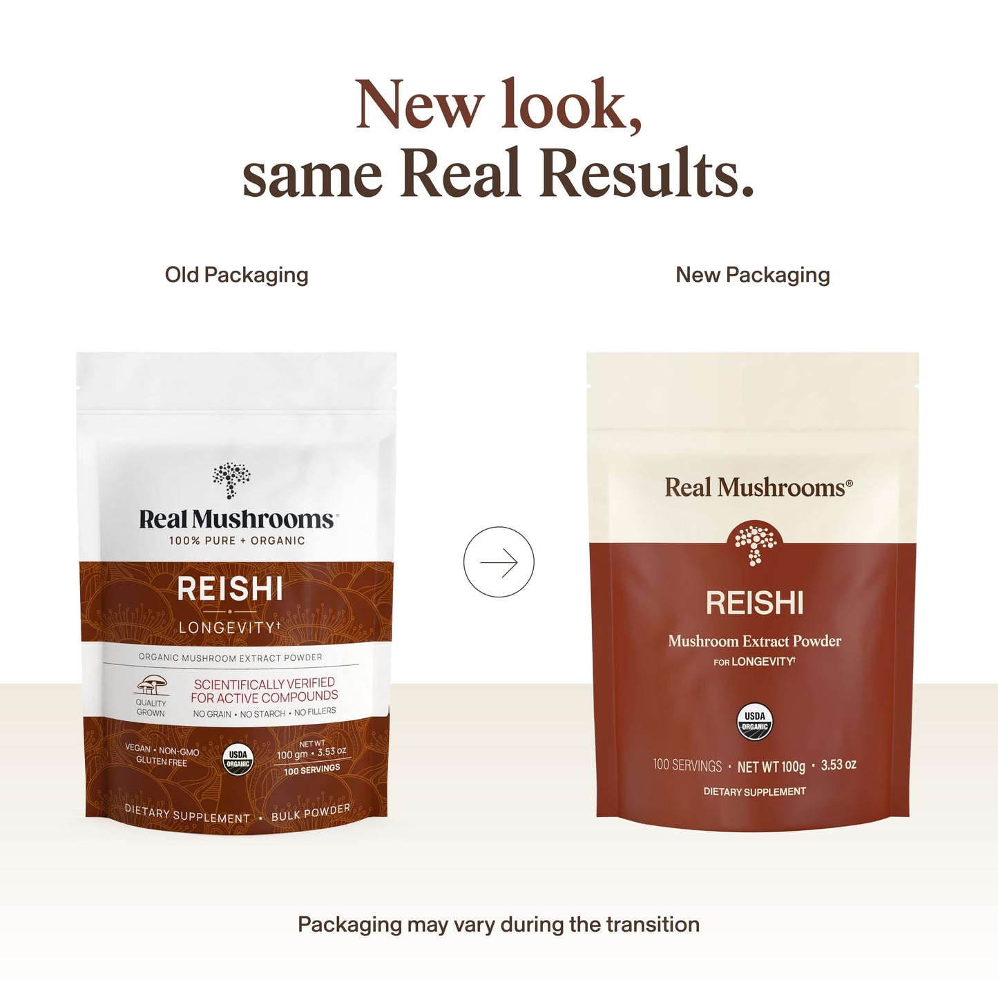 Real Mushrooms Reishi Mushroom Powder - Handpicked Organic Mushroom Extracts - Red Reishi for Tranquil Daily Wellness with Verified Beta Glucans Vegan, Non-GMO, No Grain Fillers, 100 Servings