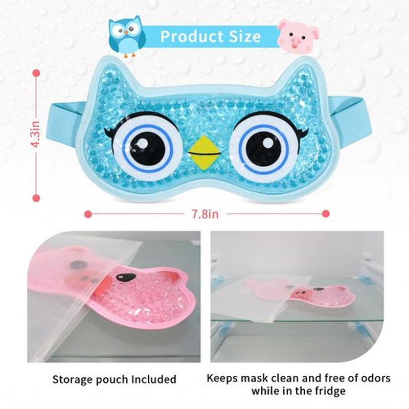 CONBELLA 2PCS Adorable Cooling Eye Mask Gel Eye Mask, Reusable Hot Cold Therapy Cold Eye mask for Post Surgery, Puffiness, Dark Circles, Eye Bags, Dry Eyes (Pig+owl)