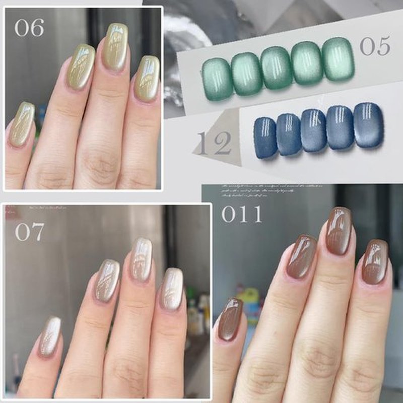 YEPYEPGO Cat Eye Gel Nail Polish Set 12 Colors, Moonlight Jelly Cats Gel Polish Kit with Magnet Stick, Ceramic Magnetic Cat Eyes Gel Crystal Sock Off Nail Art Manicure Gift Kit