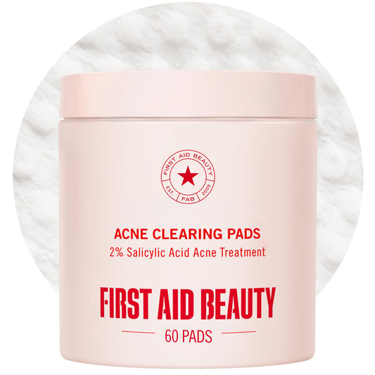 First Aid Beauty Acne Treatment Pads, 2% Salicylic Acid Maximum Strength Acne Pads for Face, Non-Drying Formula, Sensitive Skin, 60 ct