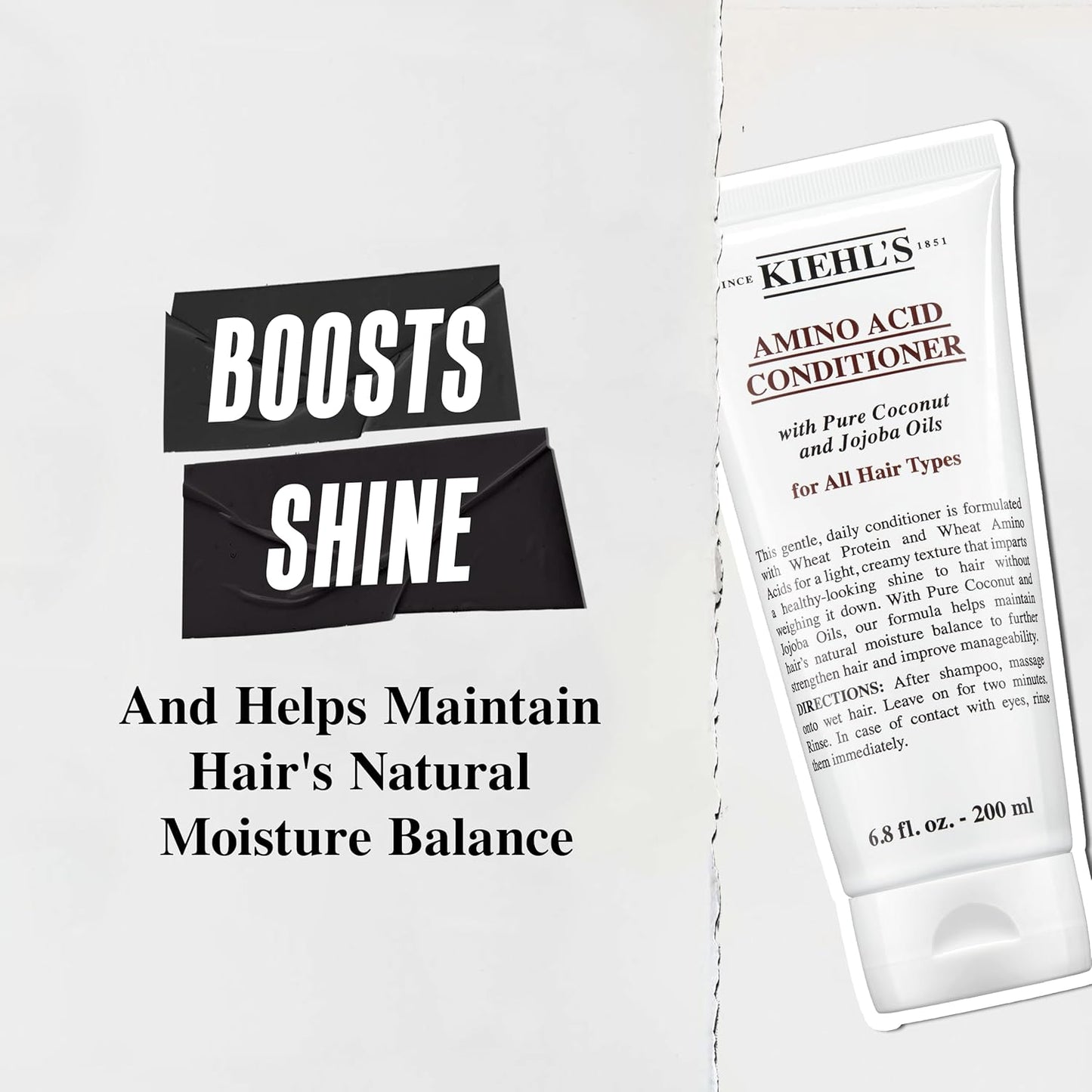 Kiehl's Amino Acid Conditioner, Strengthening and Moisturizing Hair Treatment, with Amino Acids, Jojoba and Coconut Oil to Improve Manageability and Added Shine, Suitable for All Hair Types