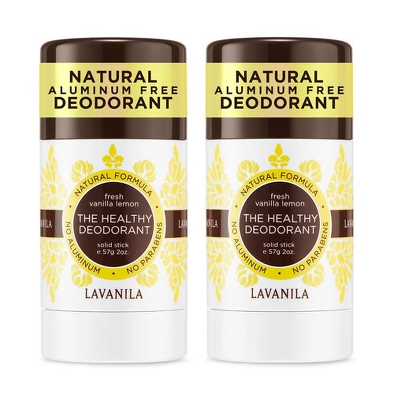 Lavanila Natural Aluminum Free Deodorant 2-Pack, Vanilla Lemon - The Healthy Deodorant for Men and Women, Solid Stick (2 Ounce Each), Vegan