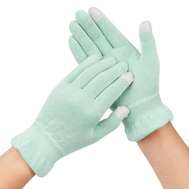 Donfri 2 Pairs Cotton Gloves for Dry Hands, Sleeping Moisturizing Gloves Overnight, Eczema Gloves for Women with Touchscreen Fingers, Lotion Hand Spa Treatment(XS-Green)