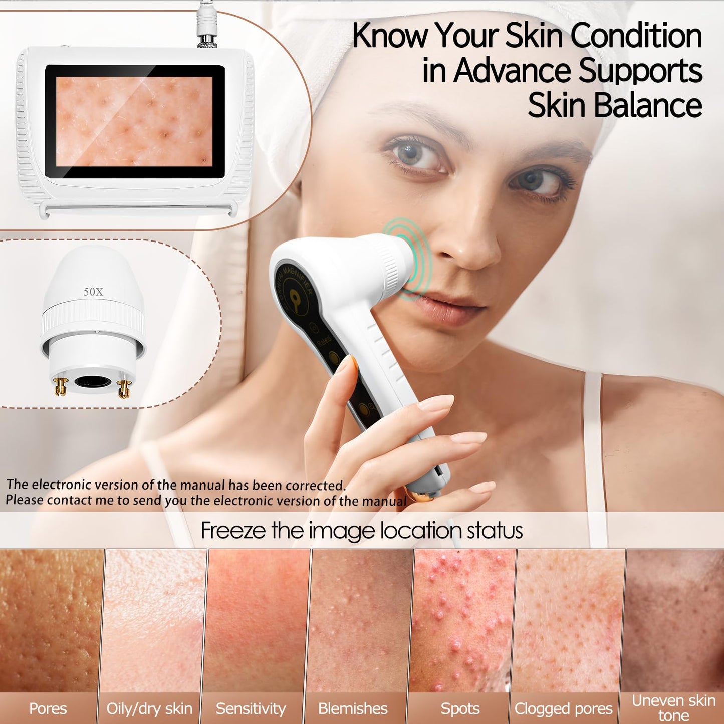 Skin Hair Analyzer, Professional Digital Scalp Analysis Machine with 50x/200x Lenses, Microscope Scanner for Skin Detector (Standard5)