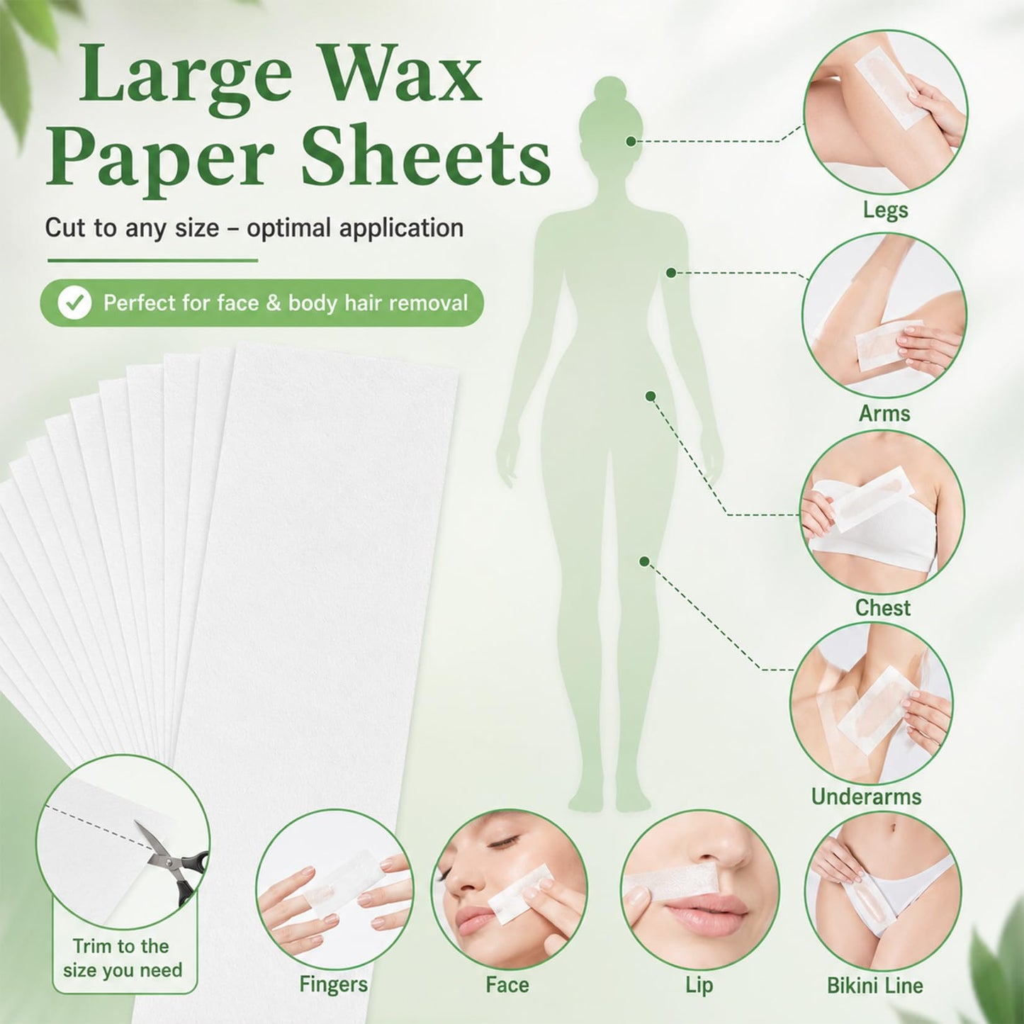 RAQEHO 150 Non Woven Wax Strips - Large Wax Paper Sheet for Hair Removal