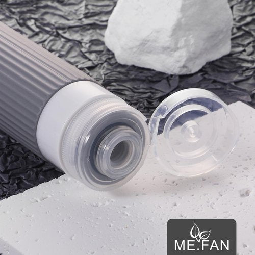 ME.FAN Travel Bottles for Toiletries, TSA Approved 3oz Silicone Travel Size Containers/Portable Split Bottle, Travel Accessories for Conditioner, Shampoo, Lotion - 4 Pack Grey