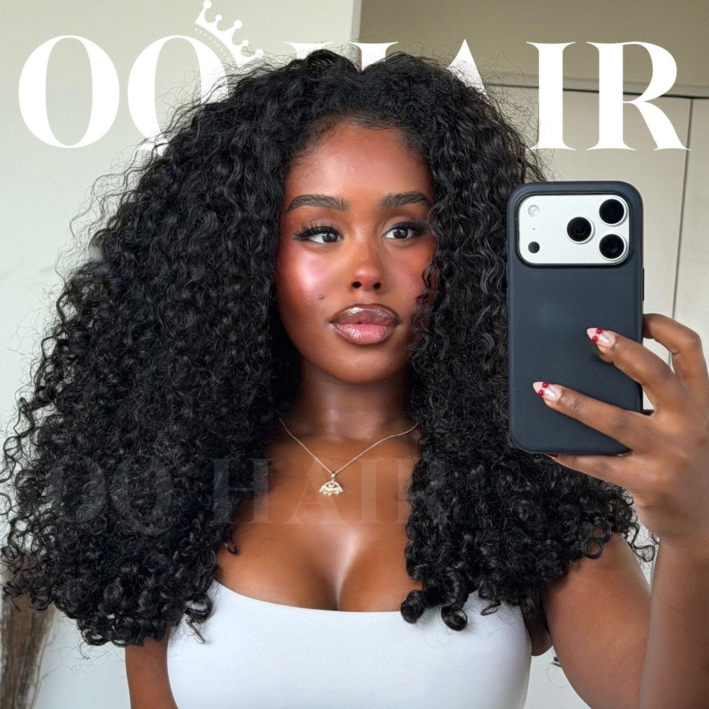 OQ HAIR Burmese Curly Half Wig Human Hair Beginner Friendly 3 In 1 Seamless Flip Over Headband Wig 180% Density Glueless Elastic Drawstring Wear and Go Wig for Women 22 Inch