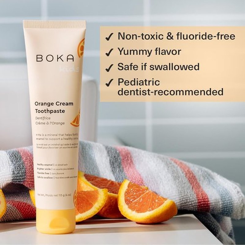 Boka Fluoride Free Toothpaste Nano Hydroxyapatite, Helps Remineralize, Appropriate for Sensitive Teeth, Whitening - for Adult, Kids Oral Care - Ela Mint, Orange Cream, Watermelon Mint Flavor, 3pk