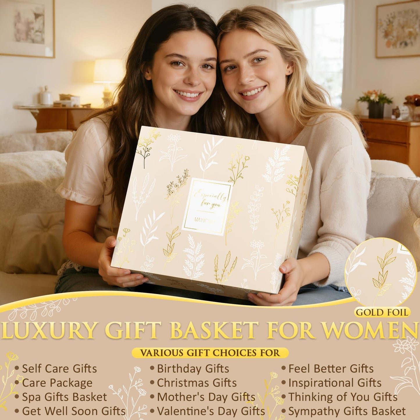 Birthday Gifts for Women Self Care Package Get Well Soon Gift Baskets, Thinking of You Sympathy Gift Set w/ Crochet Flower Bouquet, Unique Christmas Spa Gifts for Women Mom Her Best Friend Sister Wife