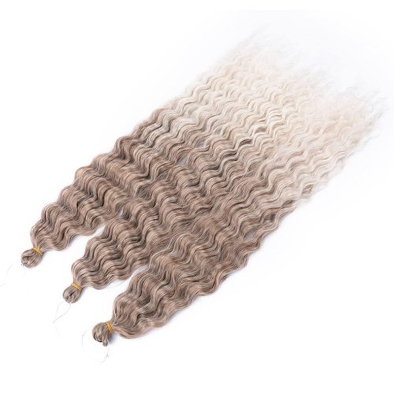 MAYSA Brown Curly Braiding Crochet Hair Extensions Synthetic Ocean Wave Crochet Hair 22inch 6Packs Ombre Crochet Hair Extension for Women #10/56c Brown mix Blond