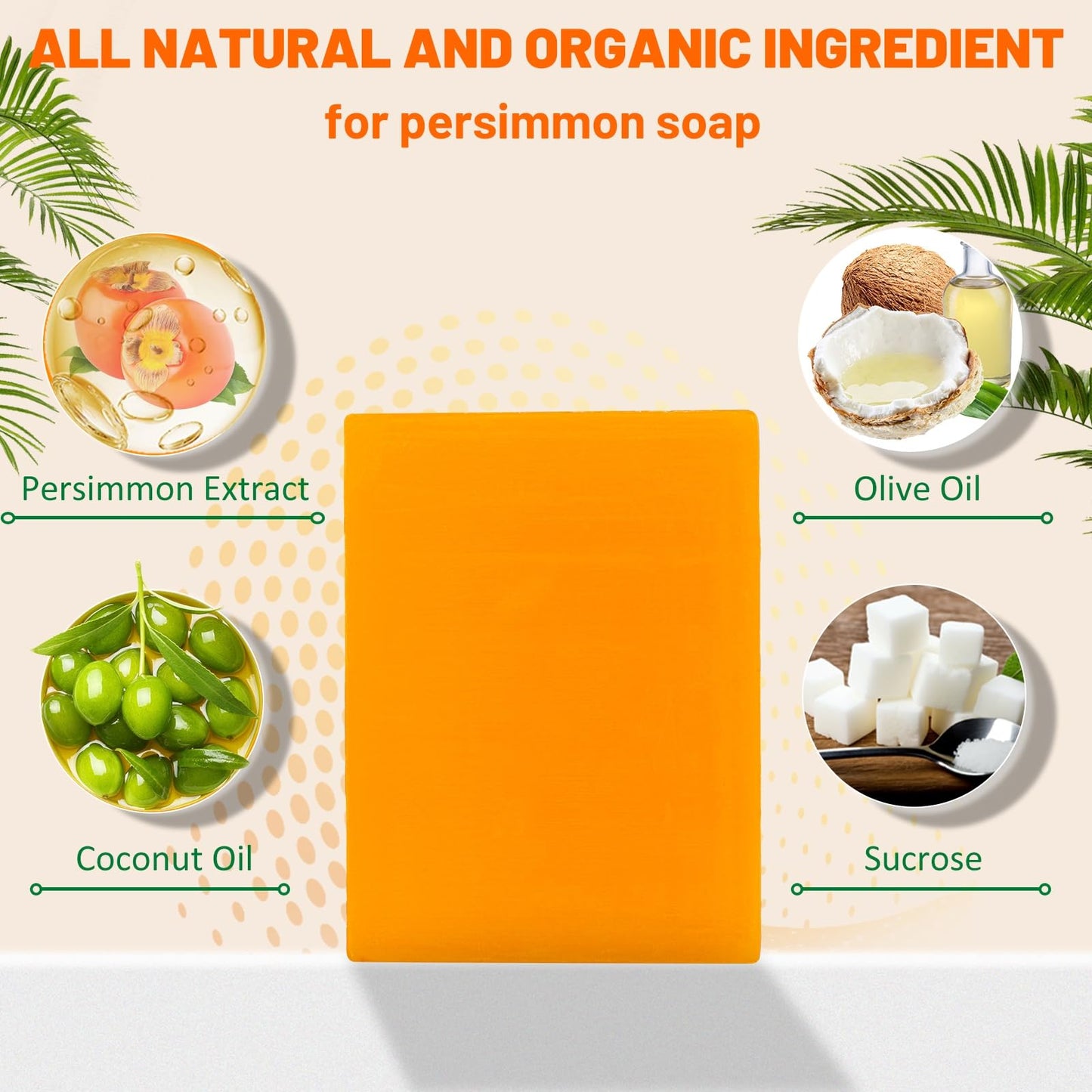 tovaginsh 6Pack Persimmon Soap Bar for Old People Smell Body Odor Control – Natural Persimmon Body Wash for Eliminating Body Odor for Women & Men