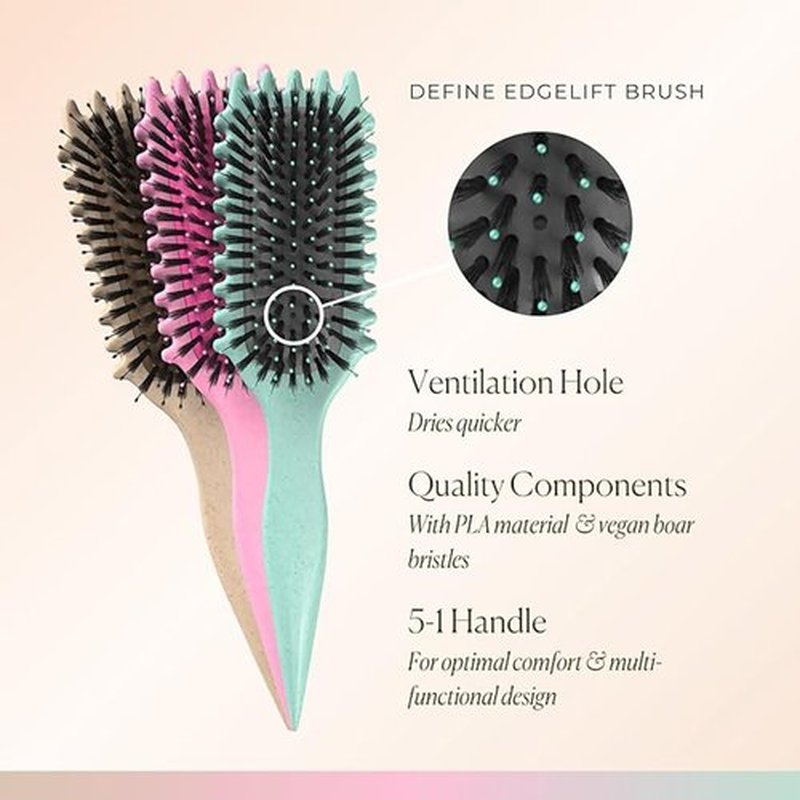 Bounce Curl Define EdgeLift Brush, 5-in-1 Tool for Effortlessly Defined Curls, Waves & Coils, Reduces Frizz - Brick Red