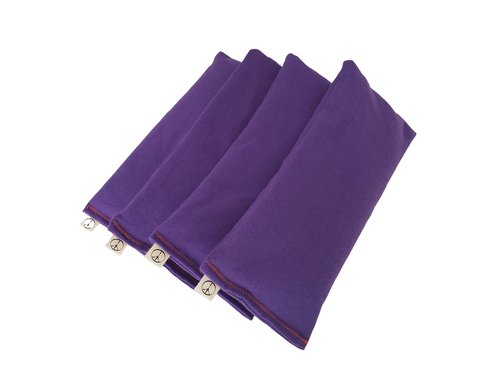 Peacegoods Pack of (4) Unscented Eye Pillows -8.5 x 4 Soft Cotton Flannel - Flax Seed Fill - Soothing & Relaxing - Yoga spa Massage - Purple