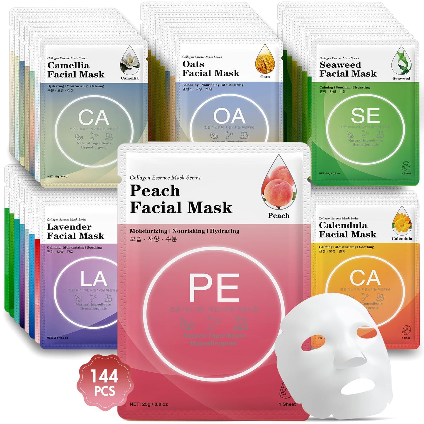 VESPRO 144 Pack Bulk Sheet Face Masks Skincare, Facial Masks for Most Skin Types, Moisturizing & Hydrating, Spa Party Gifts and Birthday Gifts for Women