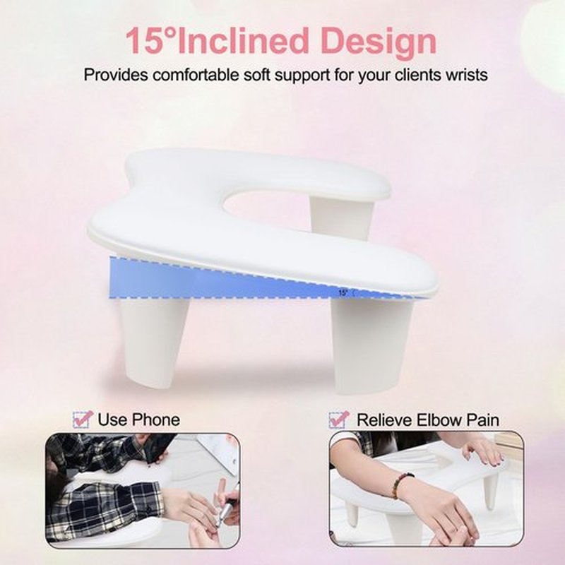 Arm Rest for Nails Tech,U-shaped Manicure Nail Hand Rest Pillow Cushion, Big Microfiber Leather Nail Arm Rest Stand for Acrylic Nail Art Tech(White)