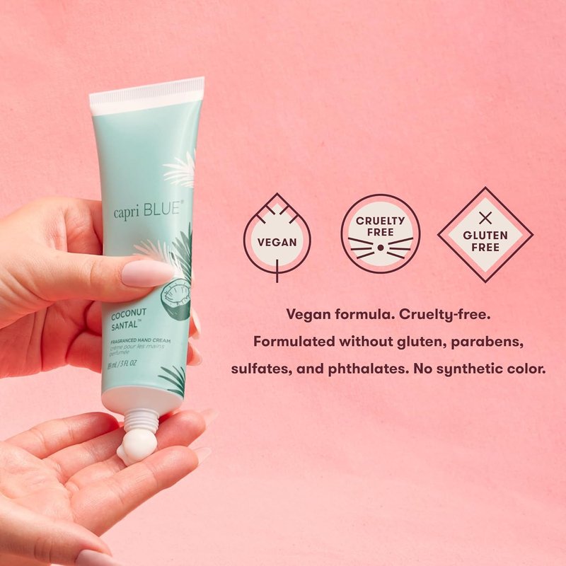 Capri Blue Moisturizing Hand Cream - Nourishing Jojoba & Shea Butter for Dry Hands | Coconut Santal, 3 oz (Pack of 2)
