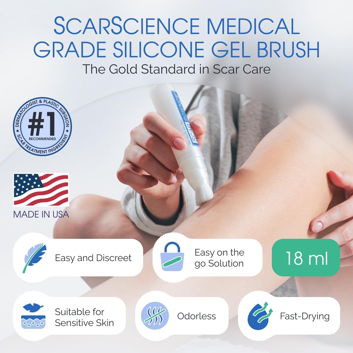 Brush On Medical Grade Silicone Scar Gel Wand for Facial Scars Post Procedure, Peel, Dermabrasion, Non-Comedogenic, Hypoallergenic. Soothe, Prevent, Repair and Restore Serum for Face