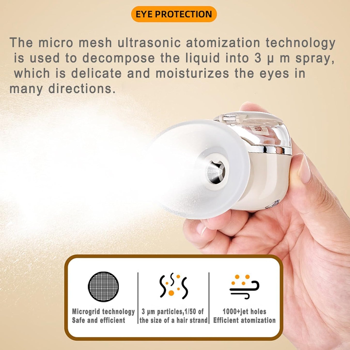 Johncase Relief Dry Eye Heated Nano Mist Mini Spraye Portable Warm Compress Eyes Mister for Eyelid,Eye Skin SPA Eye Steam Relief Dry Eyes and Stye Mini Eye Drops Tool White Eye Spray