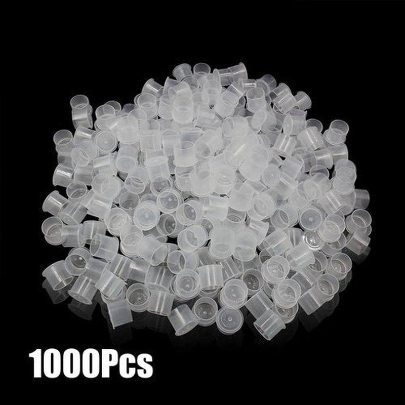 3MM Tattoo Practice Skin Ink Caps - MIUXIA 5Pcs Tattoo Fake Skin 1000Pcs Medium Ink Cups with Base Kit Includes Pigment tattoo Caps Medium and Best Tattoo Skin Thick Tattoo Supplies……