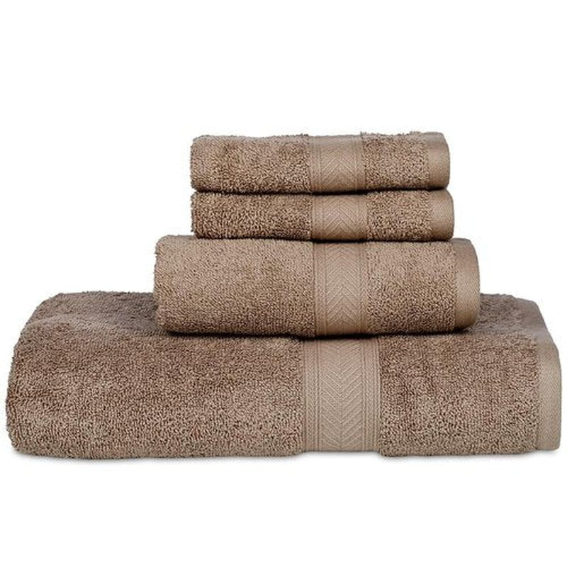 Casa Lino 4 Piece Bath Towel Set | 1 Bath Towel, 2 Wash Cloth, 1 Hand Towels | Bathroom Essentials for New Home, 100% Cotton Luxury Towels, Highly Absorbent Bathroom Set, Brown