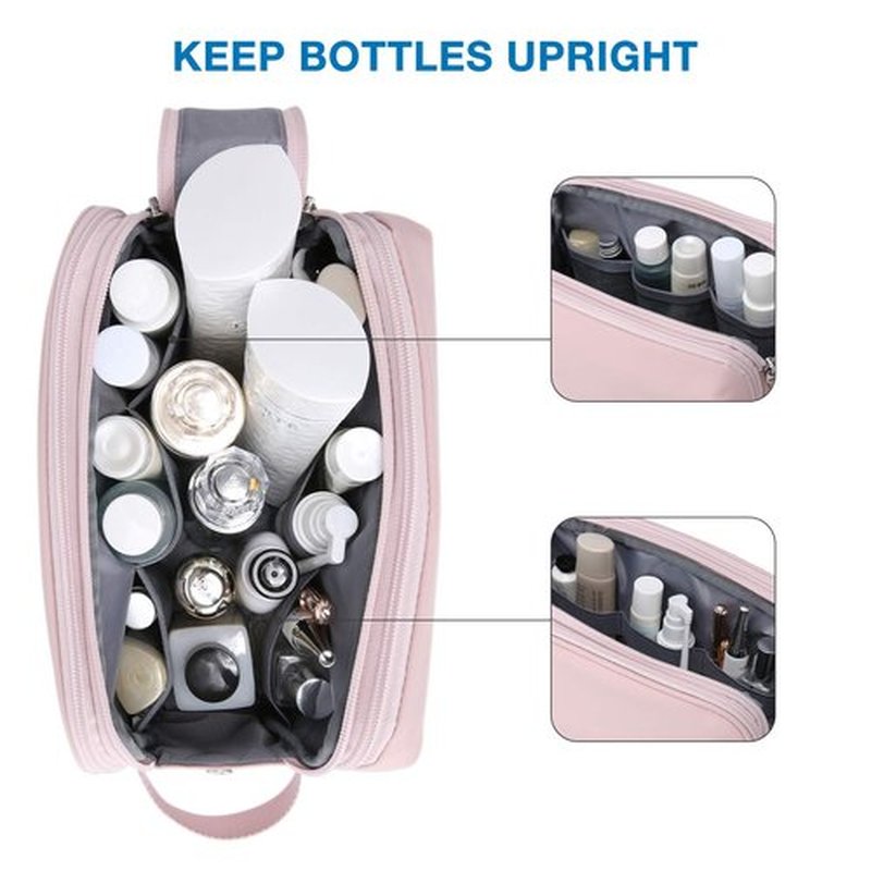BAGSMART Toiletry Bag for Men, Travel Toiletry Organizer Dopp Kit Water-resistant Shaving Bag for Toiletries Accessories, Door Room Essentials,Pink-medium