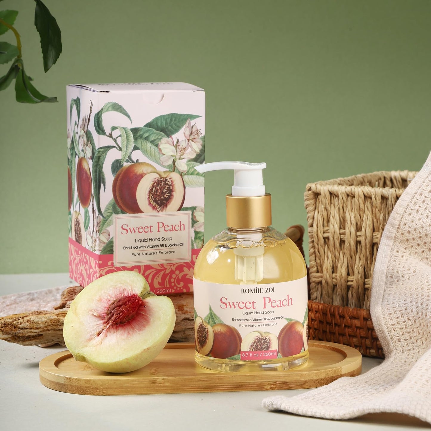 ROMIIE ZOI Liquid Hand Soap, Sweet Peach, 260ml/8.7 fl.oz