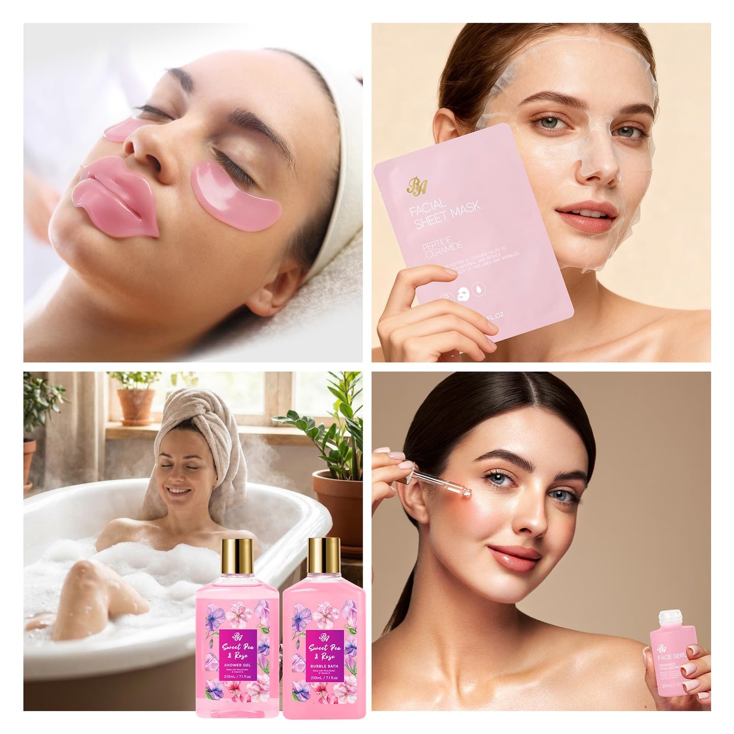 Gifts for Women, Gifts Basket for Women, 25 Pcs Rose Bath & Body Gift Basket Set, Hydrating Skin Care Gift Set, Self Care Gifts, Cosmetic Bag, Necklace, Christmas, Birthday, Anniversary, Mom, Wife