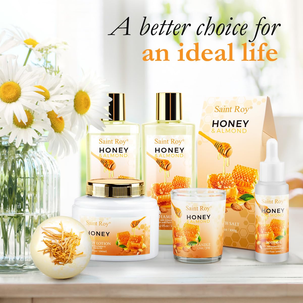 Shower kit gift Birthday Spa Gifts for Women, Honey Almond Bath Gift Set for Women, Spa Gift Basket for Women & Men, Home Spa Gift Set, Self-Care Spa, Bath Gifts Christmas, Mother Day, Anniversary
